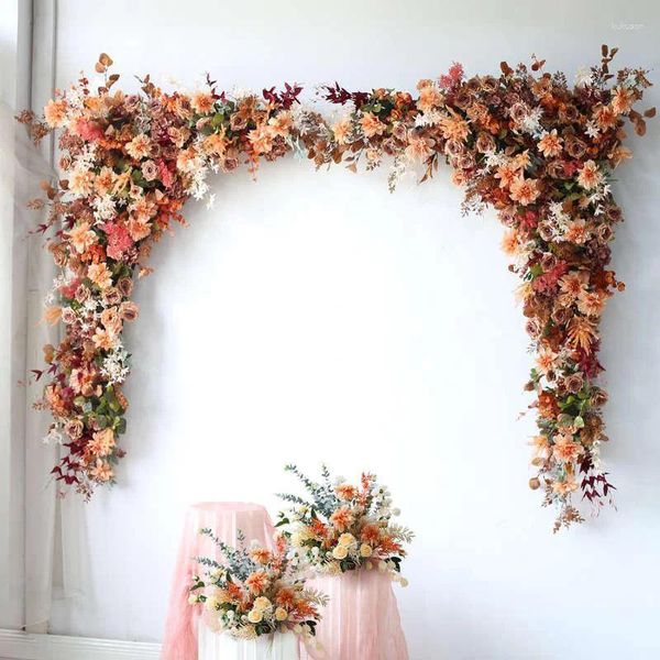 Flores decorativas Sistema Retro Casamento Café Floral Triângulo Artificial Arranjo de Flores AuditórioMariageBem-vindos Convidados Pano de Fundo