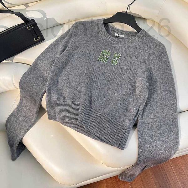 Kadın Sweaters Tasarımcı Örgü 24 Bahar Fit Zayıflama Mektubu Sıcak Elmas Yuvarlak Boyun Kadınlar İçin Uzun Kollu Kazak PDLH