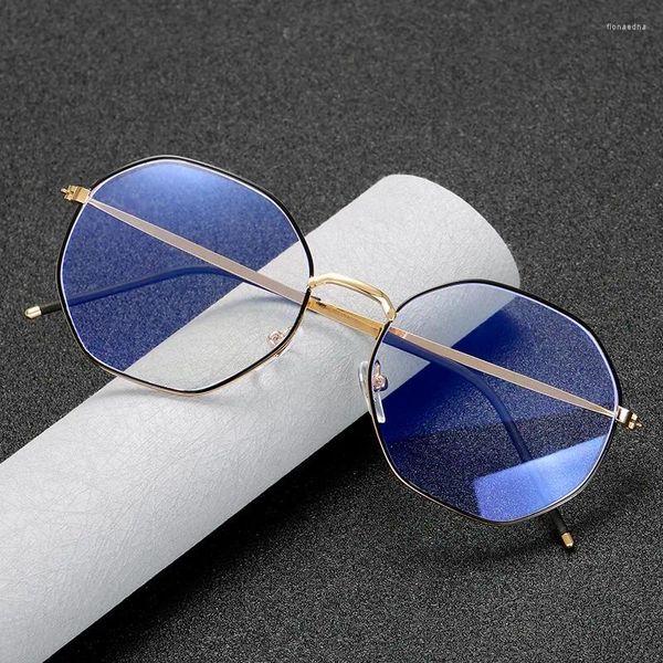 Montature per occhiali da sole Montature per occhiali in metallo leggero anti-blu Donna Uomo Occhiali con lenti trasparenti Ottica irregolare falsa