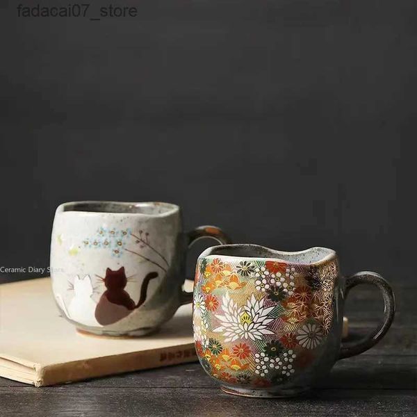 Tazze tazza gatto giapponese tazza da caffè in ceramica e ceramica tazza Anime crisantemo tazza di girasole tè alle bolle regalo di compleanno kawaii per moglie Q240202