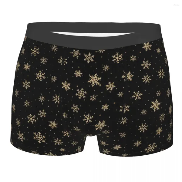 Mutande modello fiocchi di neve dorati intimo da uomo boxer natalizi pantaloncini mutandine sexy morbide per Homme