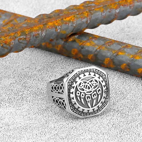Кольца кластера в стиле ретро, кольцо с рунами викингов, скандинавское мужское модное амулет из нержавеющей стали, ювелирные аксессуары для подростков, оптовая продажа, унисекс