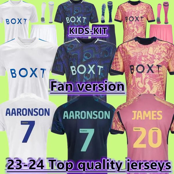 23 24 Bamford Llorente Leeds Unitedes camisas de futebol 2023 2024 terceiro Adams Aaronson JAMES HARRISON Homens Home Away camisa de futebol laranja kit infantil