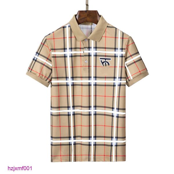 B0n4 Herren-T-Shirts, Designer-Herren-Polo, Schwarz, Beige, Buchstabe, Plaid, Marke, 100 % Baumwolle, atmungsaktiv, Anti-Falten, Anti-Pilling, schmal, Business, Übergröße, 3XL