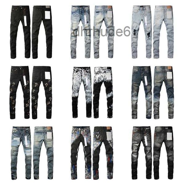 2024 Hot Mens Roxo Jeans Designer Empilhados Calças Longas Ksubi Rasgado High Street B R A N D Patch Buraco Denim Reta Moda Streetwear Silm J8BV