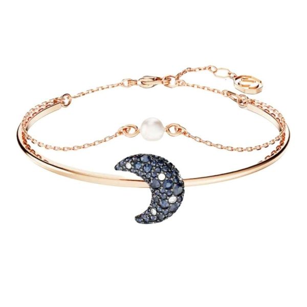 Браслет Swarovskis Дизайнерские женские браслеты с подвесками оригинального качества Браслет с лунным жемчугом для женщин Элемент Кристалл Сияющий свет Лунный браслет