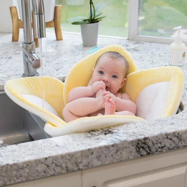 O tapete de banho de bebê pode deitar dobra nascida em flor criativa, bebê lótus, almofada de segurança 240127