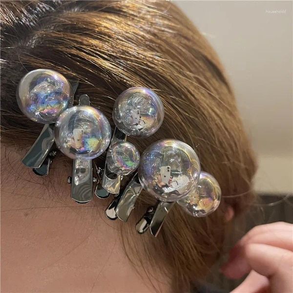 Grampos de cabelo 5 pçs/set engraçado bola de vidro pinos para meninas acessórios de moda feminino bonito punk círculo barrette harajuku presente