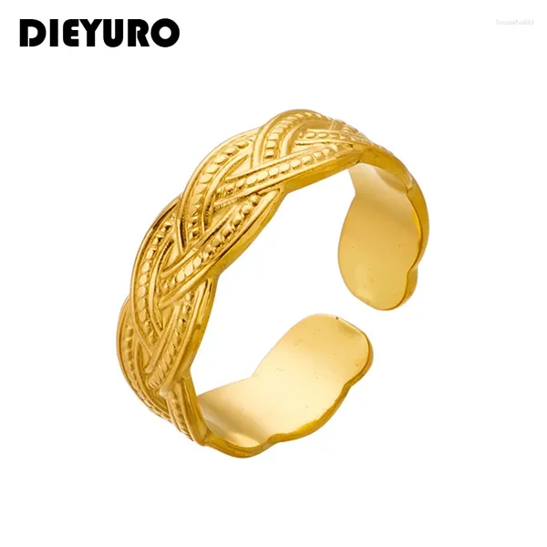 Кольца кластера DIEYURO из нержавеющей стали 316L, золотого цвета, кольцо с крестом для женщин, нержавеющее классическое открытое регулируемое повседневное ювелирное изделие для девочек, подарки