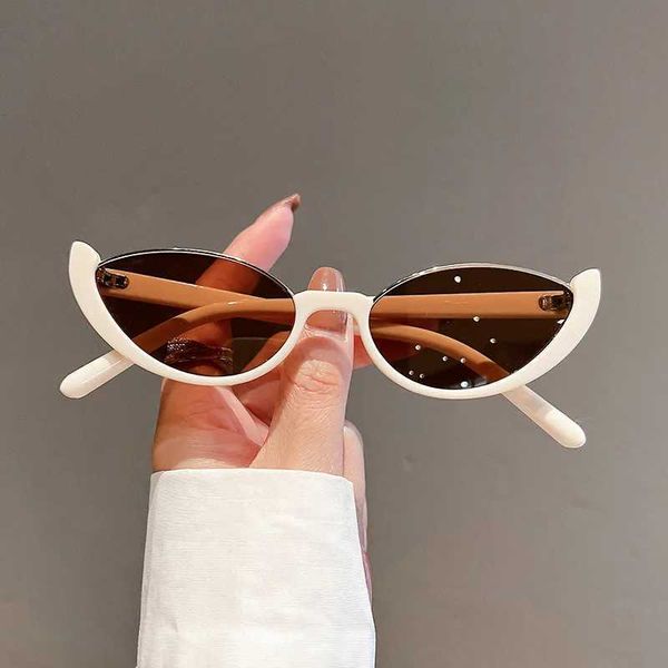 Óculos de sol 2023 Retro Small Half Frame Glasses Sunglasses Womens Cat Olhe Sunglasses Sun Glasses Modern Fashion Luxury Brand Designer Shadow J240330