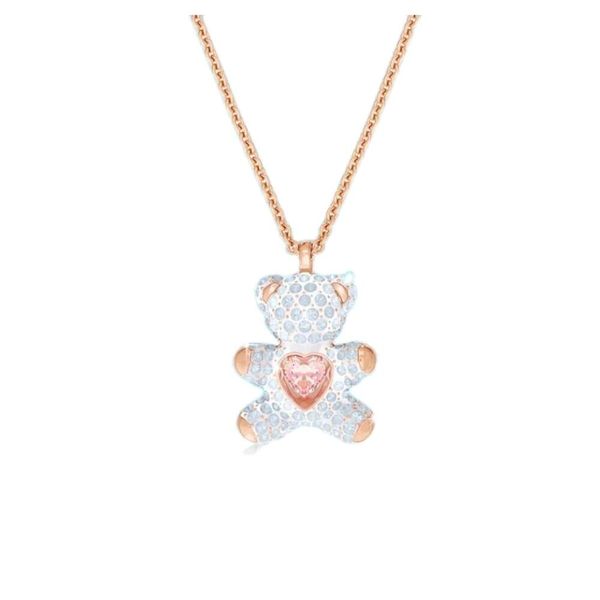 Swarovskis colar designer feminino qualidade original colares modelo saltando em forma de coração dinâmico elemento urso cristal colar corrente