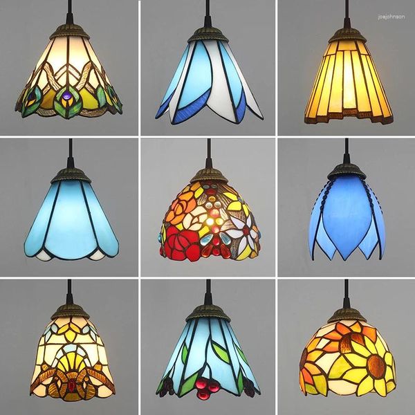 Anhängerlampen Vintage Buntglaslichter Tiffany Mediterrane türkische Mosaik -Hanglampe für Küchen Wohnzimmer Bar Hausdekoration