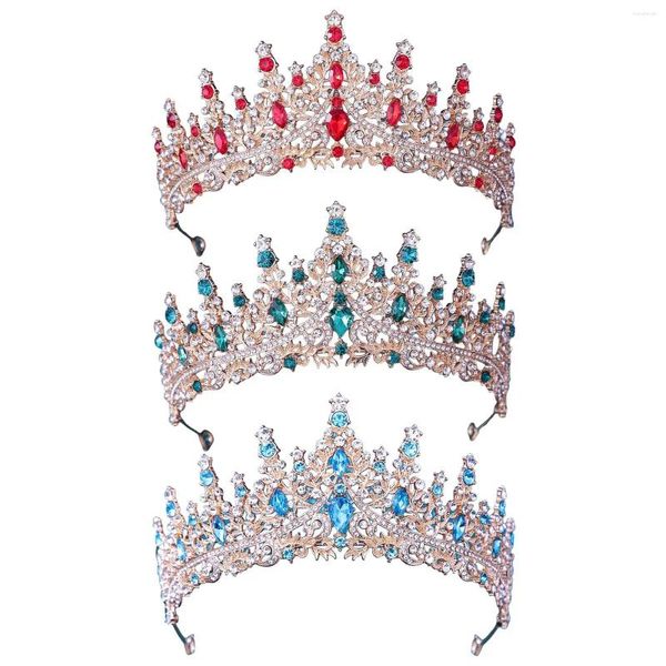 Fermagli per capelli Corone nuziali con strass Fascia per capelli Accessori per feste in costume da donna Copricapo Corona da principessa per anniversari Ballo di fine anno Halloween