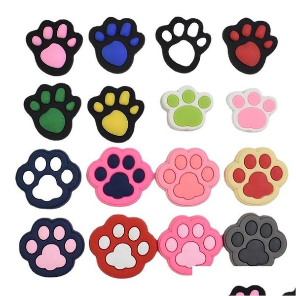 Peças de sapato acessórios pvc pegadas animais sapato decoração charme fivela acessórios jibitz para tamanco encantos botão pinos borracha macia dhopm