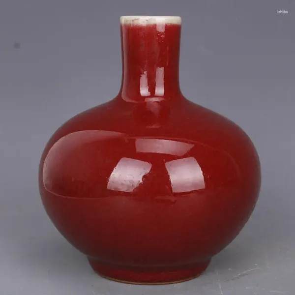 Flaschen Chinesische rote Glasur Porzellan Qing Yongzheng Tianqiu Vase 5,0 Zoll