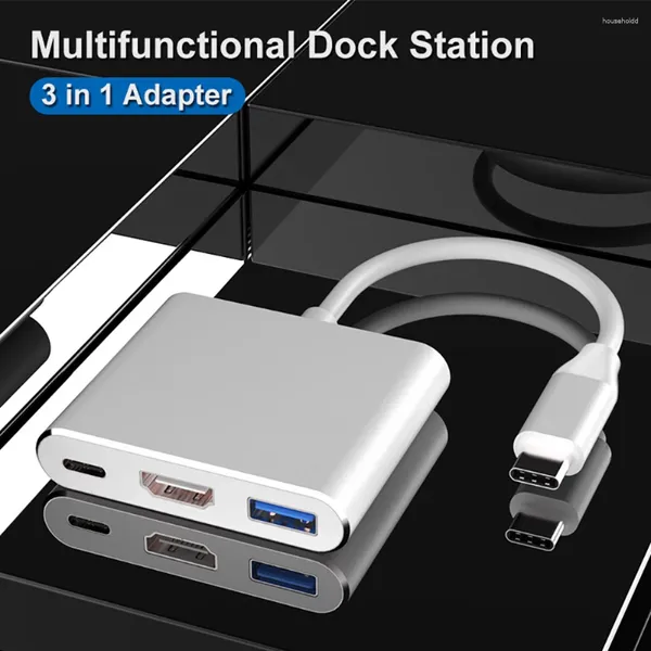 Hub USB-C multiporta in 1 con porta USB 3.0 compatibile HDMI 4K Docking station di ricarica rapida PD per laptop MacBook Pro/Air