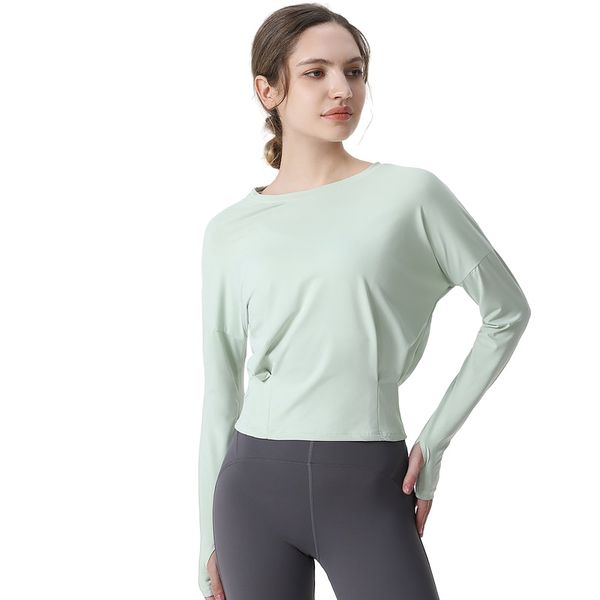 al Yoga a maniche lunghe da donna nudo sensazione sciolto e dimagrante moda casual traspirante versatile tuta sportiva top