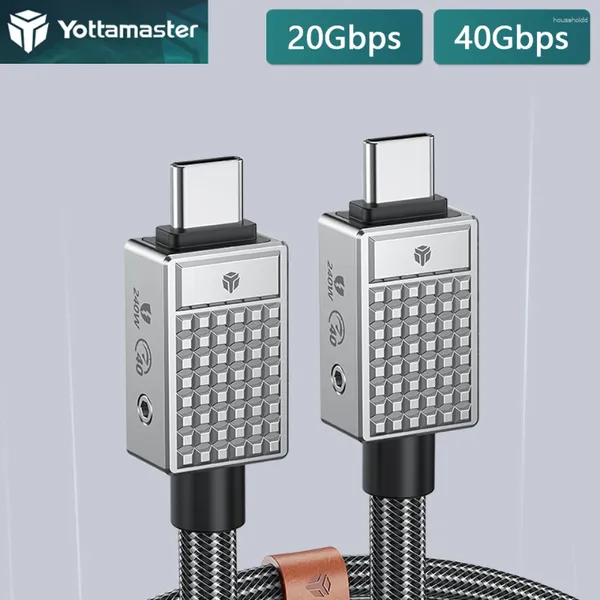 Yottamaster 40gbps 20gbps pd 240w usb tipo c cabo de carregamento rápido vídeo 4k 8k 48v 5a qc3.1 carga dados 1m linha para telefone portátil