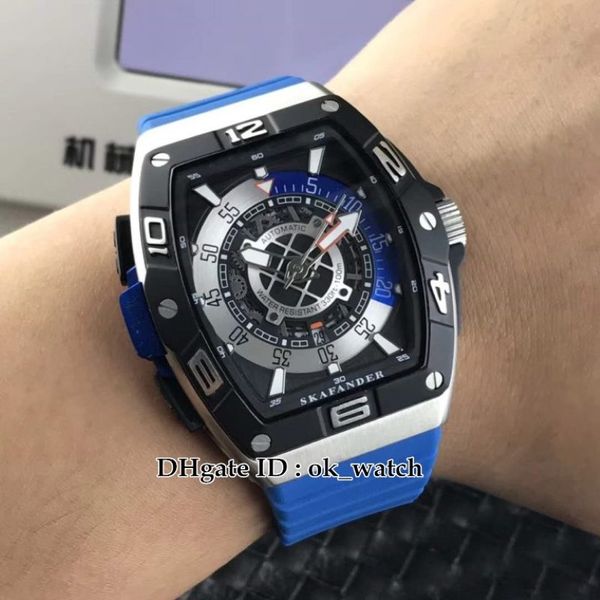 NUOVO saratoge SKF 46 DV SC DT Miyota orologio automatico da uomo SKAFANDER cinturino in caucciù blu orologi sportivi da uomo economici di alta qualità245Y