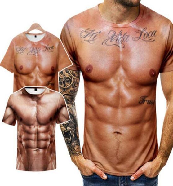 Men039s camiseta verão engraçado corpo sixpack abs músculo t camisa camisetas hombre 3d impressão de manga curta camisa de fitness homme3898622