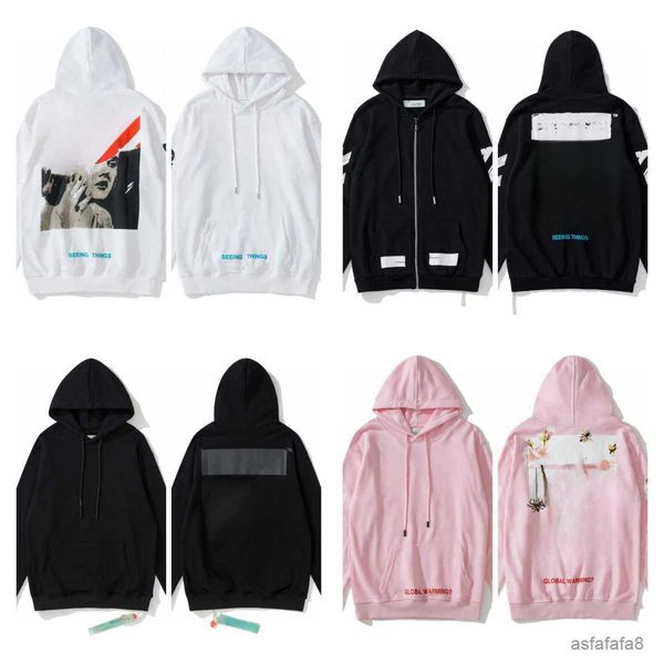 1 Felpa con cappuccio oversize Polo Grey Full Zip Y2k Pink Up Mens Designer Sudaderas Offwhite Felpa Off White Men 6B9T