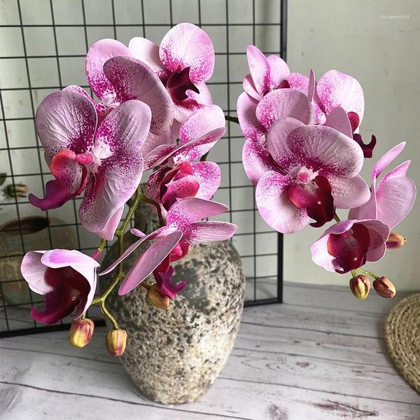 Dekorative Blumen, fühlen sich echt an, Kunststoff-Orchideenzweig, künstlicher gefälschter Schmetterling für Zuhause, Hochzeitsdekoration, Flores Artificiais