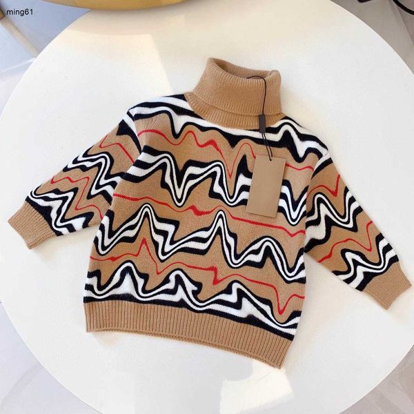 Maglione per bambini di marca Design a strisce sottili multicolore per bambini dolcevita Taglia 90-150 ragazzi per ragazze Pullover per bambini con cappuccio a maniche lunghe Jan10