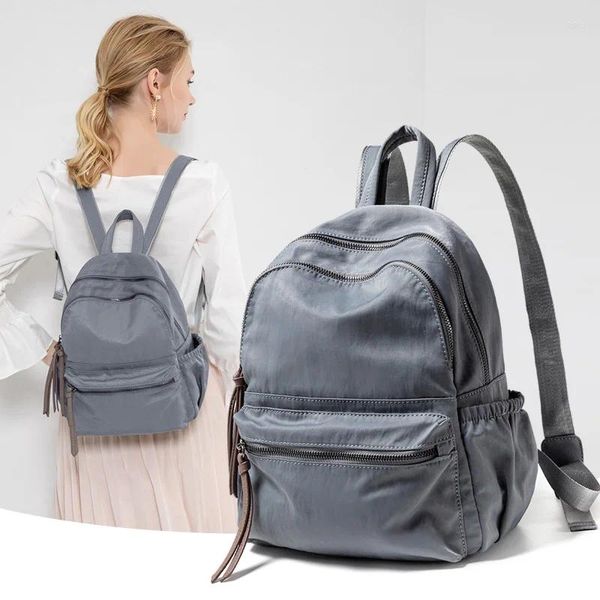 Schultaschen Hohe Qualität Große Kapazität Laptop Frauen Rucksack Wasserdichte Schultasche Leichte Reisetasche Morandi Grau Schwarz Rosa M9038