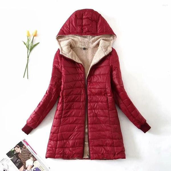 Damen Trenchcoats Herbst und Winter Mittellanger Mantel Koreanisch Kapuzen Slim Kaschmir Top Temperament Mode