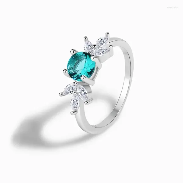Anéis de cluster vendendo prata esterlina s925 pallaiba pedra de vidro acessório cavalo olho branco zircão jóias anel feminino de alta qualidade