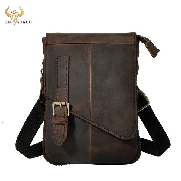 Moda qualidade couro real masculino casual multifuncional mensageiro mochila tablet bolsa de ombro fanny cinto pacote masculino 6116d 240124