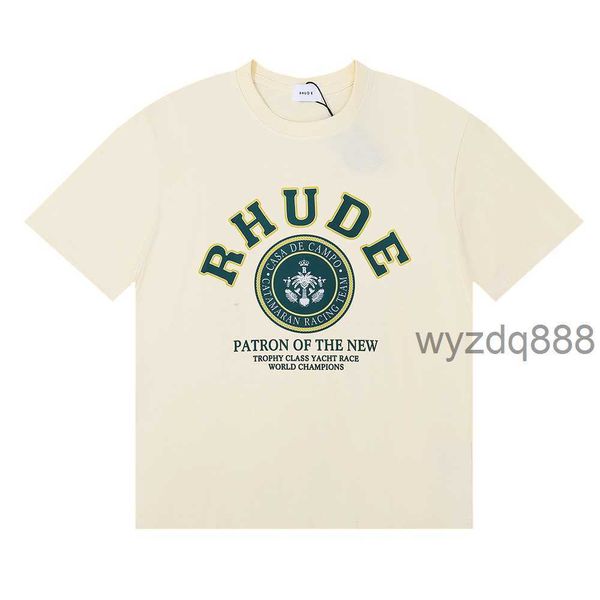 Rhude T-shirt Estate Designer t Shirt Camicie da uomo Lettera di lusso Stampa Uomo Donna Abbigliamento Maniche corte S-xxl Lakah QGYU