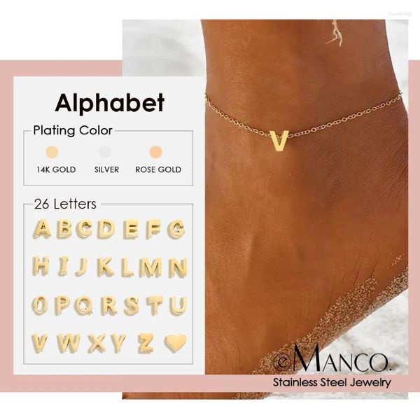 Fußkettchen EManco Initialen DIY Fußkettchen Edelstahl Schmuck Name Personalisiertes Englisches Alphabet Geburtstagsgeschenk für Männer und Frauen