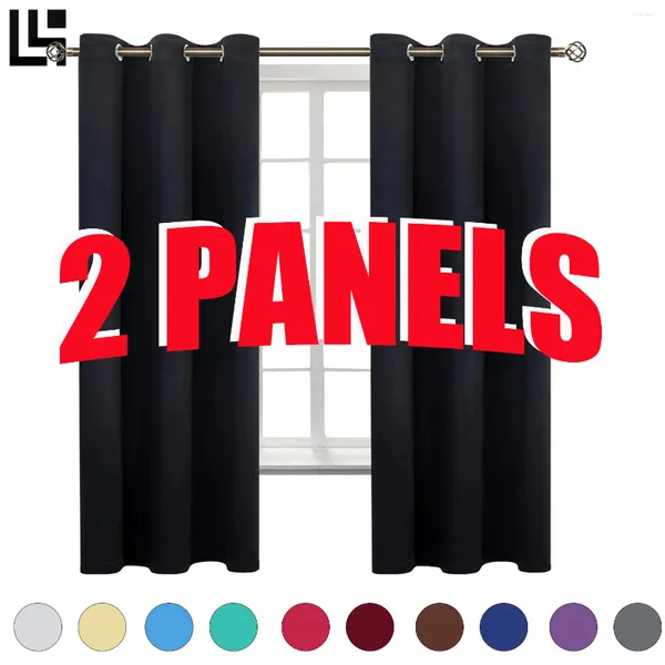 Cortina 2 painéis cortinas blackout para sala de estar quarto com isolamento térmico todos os tamanhos Clolor