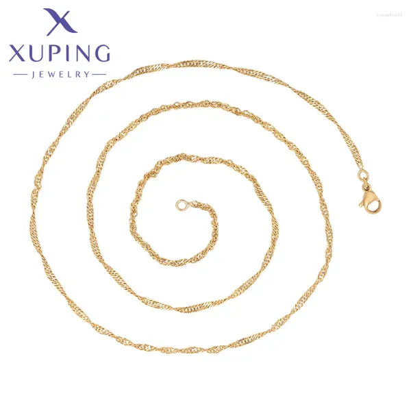 Collane con ciondolo Xuping Gioielli Arrivo 60 cm Catena semplice per collana di donne color oro regalo squisito X000815717