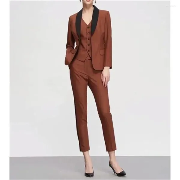 Ternos masculinos mulheres negócios blazer terno jaqueta calças colete três peças único breasted preto xale lapela outwear moda traje