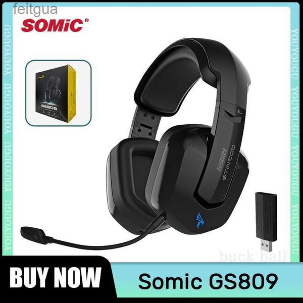 Fones de ouvido de telefone celular Somic GS809 Gamer Headphone com microfone Redução de ruído Headset 2.4G Fones de ouvido sem fio Dobrável Música Gaming Headphone Presente YQ240202