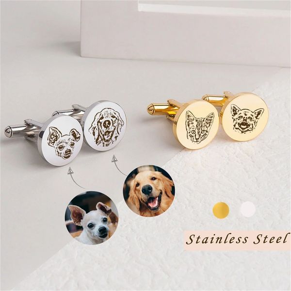 Gemelli personalizzati Ritratto di animale domestico Gemelli personalizzati Po Regalo di San Valentino per lui Gemelli commemorativi Regalo per la festa del papà 240124