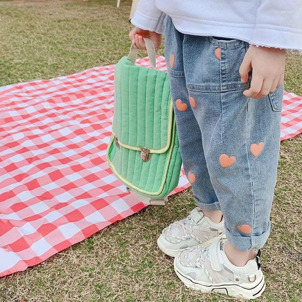 Pantaloni Crawler Bambini 2024 Vestiti autunnali Abbigliamento per bambini Jeans per ragazze Bambino Tempo libero Stile occidentale Primavera e