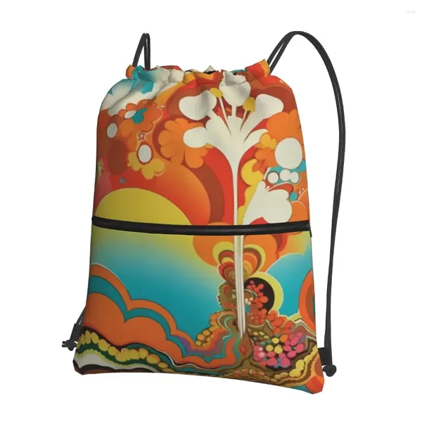 Mochila retro capa arte portátil mochilas saco de cordão multi-função pacote bolso sapatos sacos para esporte homem mulher