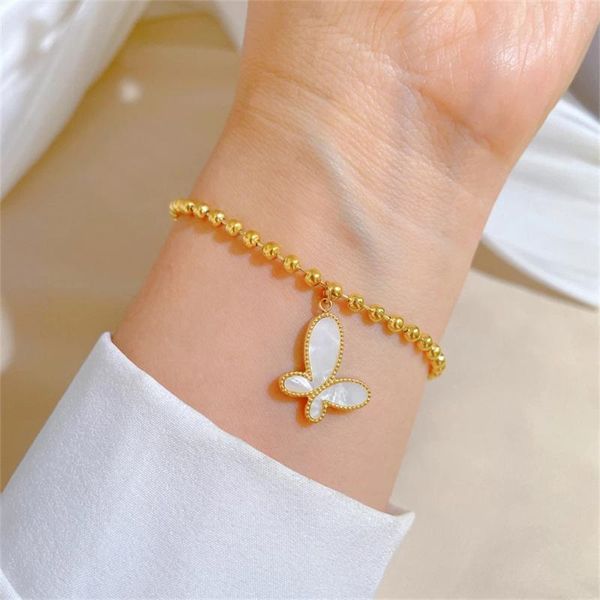 Charme Pulseiras Boho Jóias Branco Shell Borboleta Pulseira Senhoras Banhado A Ouro Pulseras Link de Mão Ajustável para Mulheres Acessórios Festa