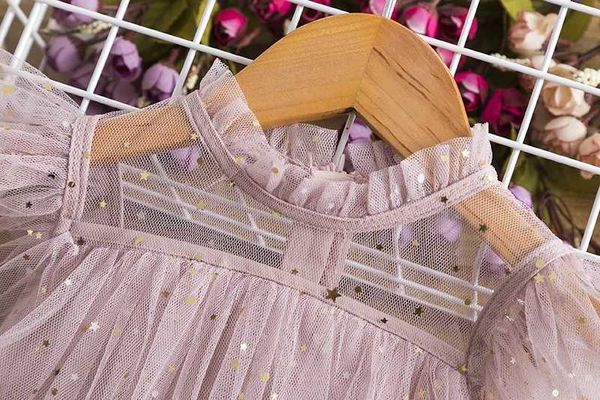 Kız Elbiseleri Kızlar Pembe Kek Katmanları Prenses Elbiseler Yaz Tül Balo Elbise Çocuk Sequins Sıradan Kostüm 3-8y Doğum Günü Partisi Elbiseler