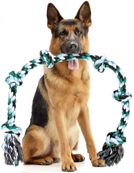 ATUBAN Giocattolo gigante in corda per cani per cani di taglia grande-Giocattolo per cani indistruttibile per masticatori aggressivi e razze di grandi dimensioni 42IN lungo 6 nodi 240130