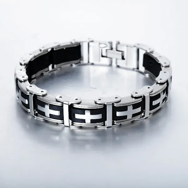 Charm-Armbänder, klassisches Kreuz, Edelstahl, Silikon-Armband, personalisierbar, für Männer, Gesundheit, magnetische Armreifen, Schmuck