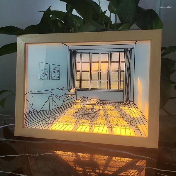 Wandlampen Licht Schatten Beleuchtung Malerei Dreifarbig Dimmen Leuchtendes Wandbild Wohnzimmer Schlafzimmer Sonnenlicht Kleine Nachtdekoration