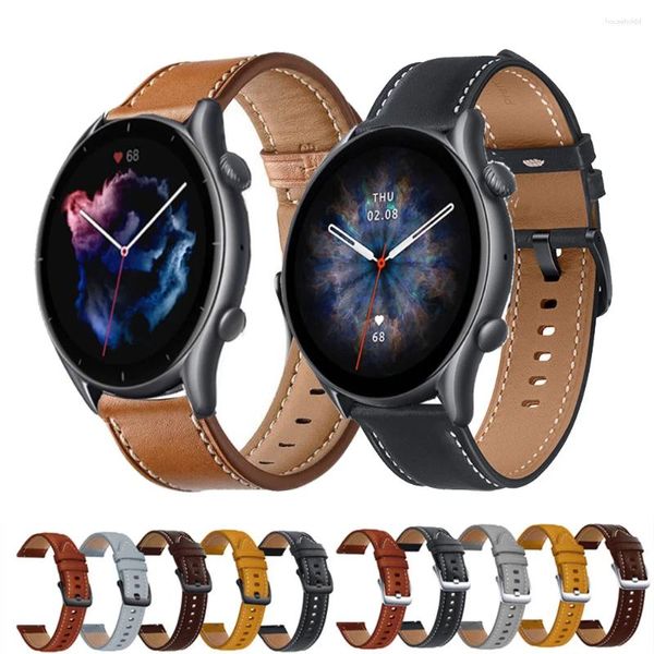 Amazfit GTR 3 için 22mm deri bant izle GTR 3 Pro Smart Sport Bilek 2E/GTR 47mm/Pace Stratos 2S kayış