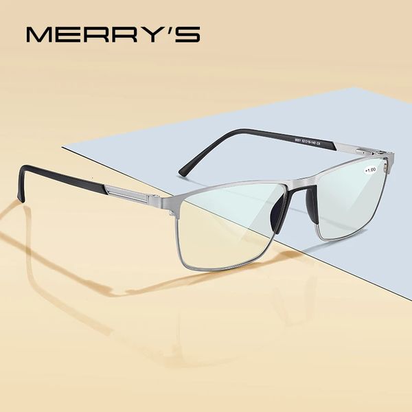 Merrys design anti luz azul bloqueando óculos de leitura masculino CR-39 resina asférica lentes 1.00 1.50 2.00 2.50 s2001flh 240123