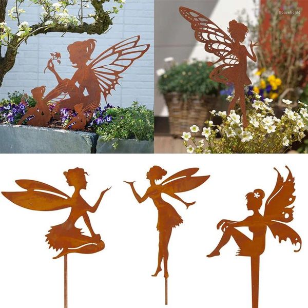 Decorazioni da giardino Farfalla Fata Metallo Ferro Artigianato Decorazione pendente Ornamento per interni ed esterni Figurina in miniatura Decorativa per prato