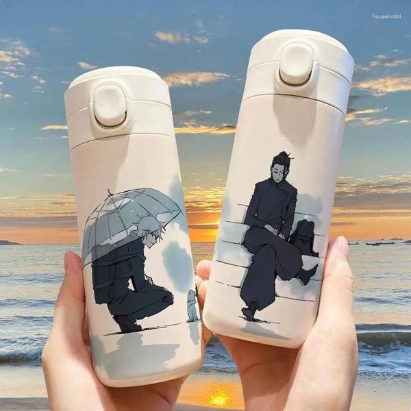 Bottiglie d'acqua Anime Jujutsu Kaisen Tumbler Thermos Bottiglia Cartoon Gojo Tazza termica in acciaio inossidabile Portatile per bambini Sport per adulti