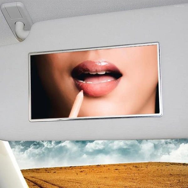 Acessórios interiores espelho retrovisor adesivo volta viseira de aço inoxidável maquiagem decorativa espelhos cosméticos para sol estilo do carro